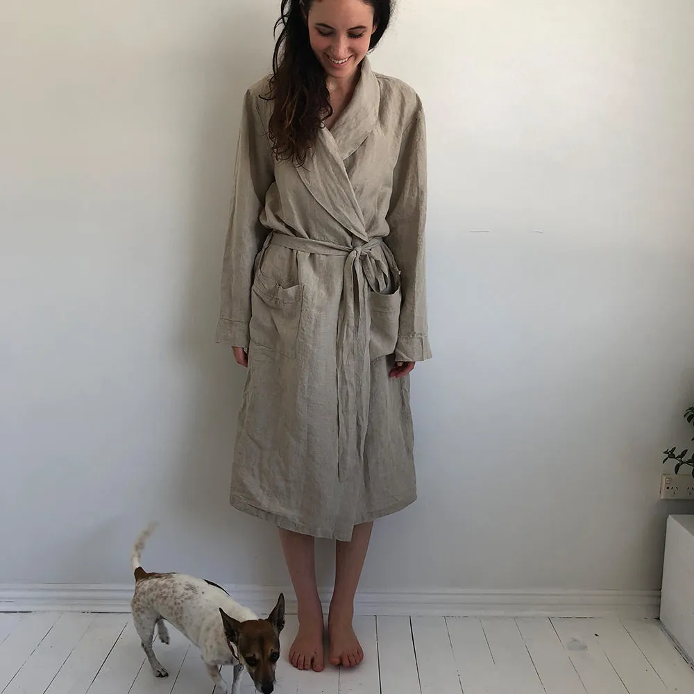 Classic Luxury French Linen Bathrobe