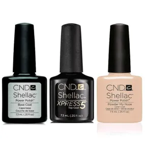 CND - Shellac Xpress5 Combo - Base, Top & Powder My Nose (0.25 OZ)