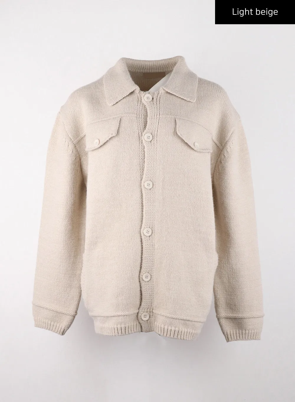 Collar Button Knit Unisex Cardigan CD328