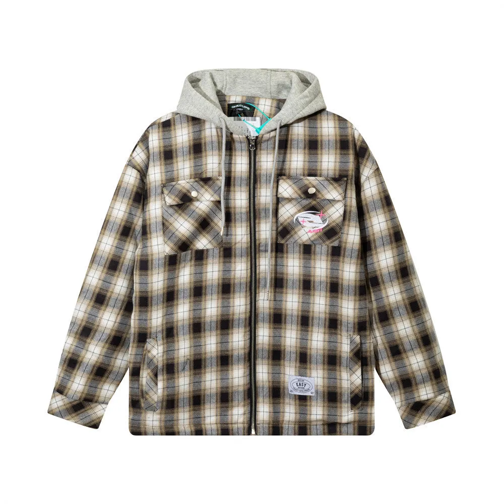 Color Matching Plaid Cotton Coat Fashion Men