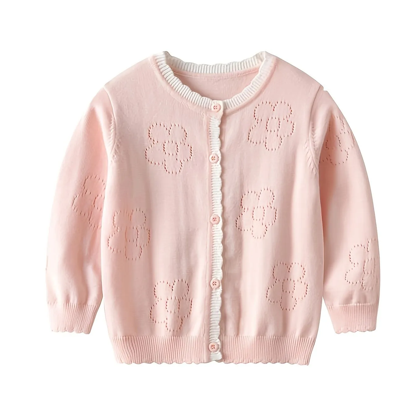 Cotton Sweet Fashion Cardigan Sweater for Girls - Soft, Hollowed, Versatile, and Stylish - Perfect for Casual Daily Wear and Special Occasions