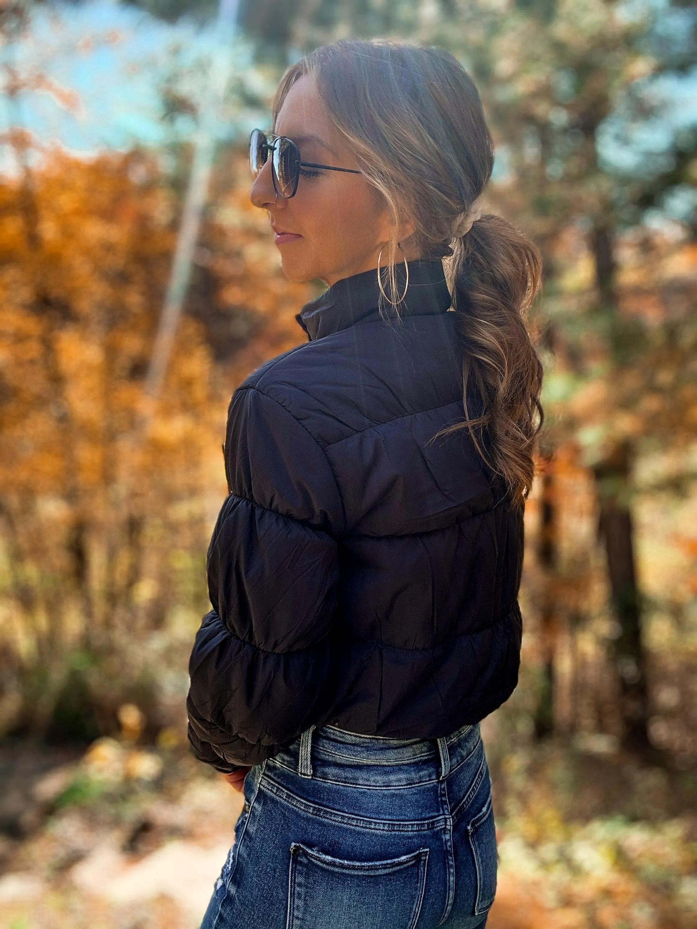 Cropped Cargo Puffer Jacket