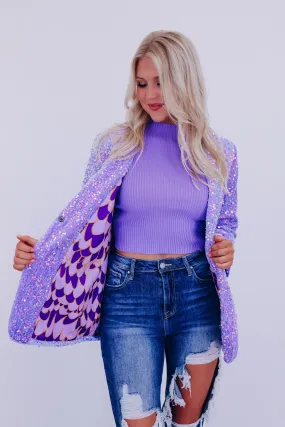 Cyrus Shimmering Sequin Blazer - Lavender