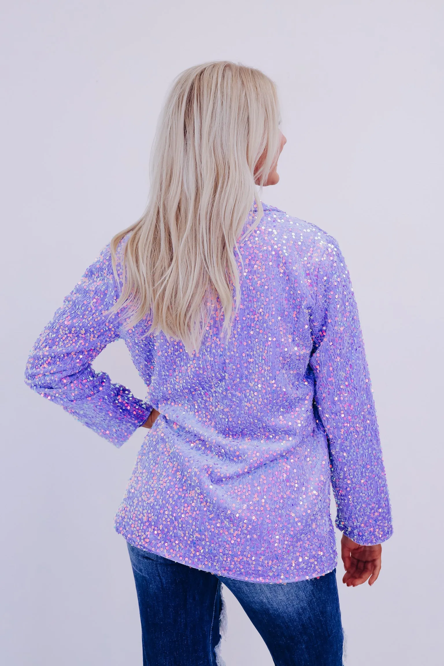 Cyrus Shimmering Sequin Blazer - Lavender