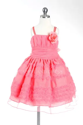 D3489 Rosette on Soft Tulle Dress (5 Diff. Colors)