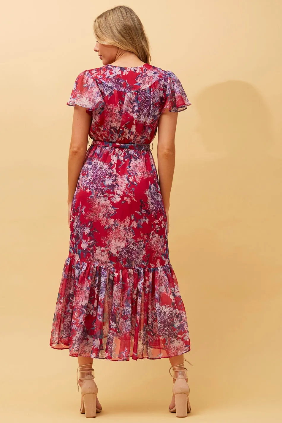 DAWN FLORAL TIERED MIDI DRESS