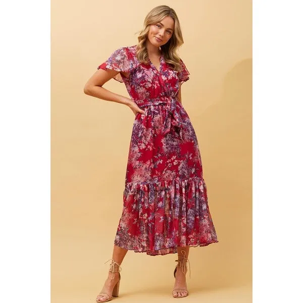 DAWN FLORAL TIERED MIDI DRESS