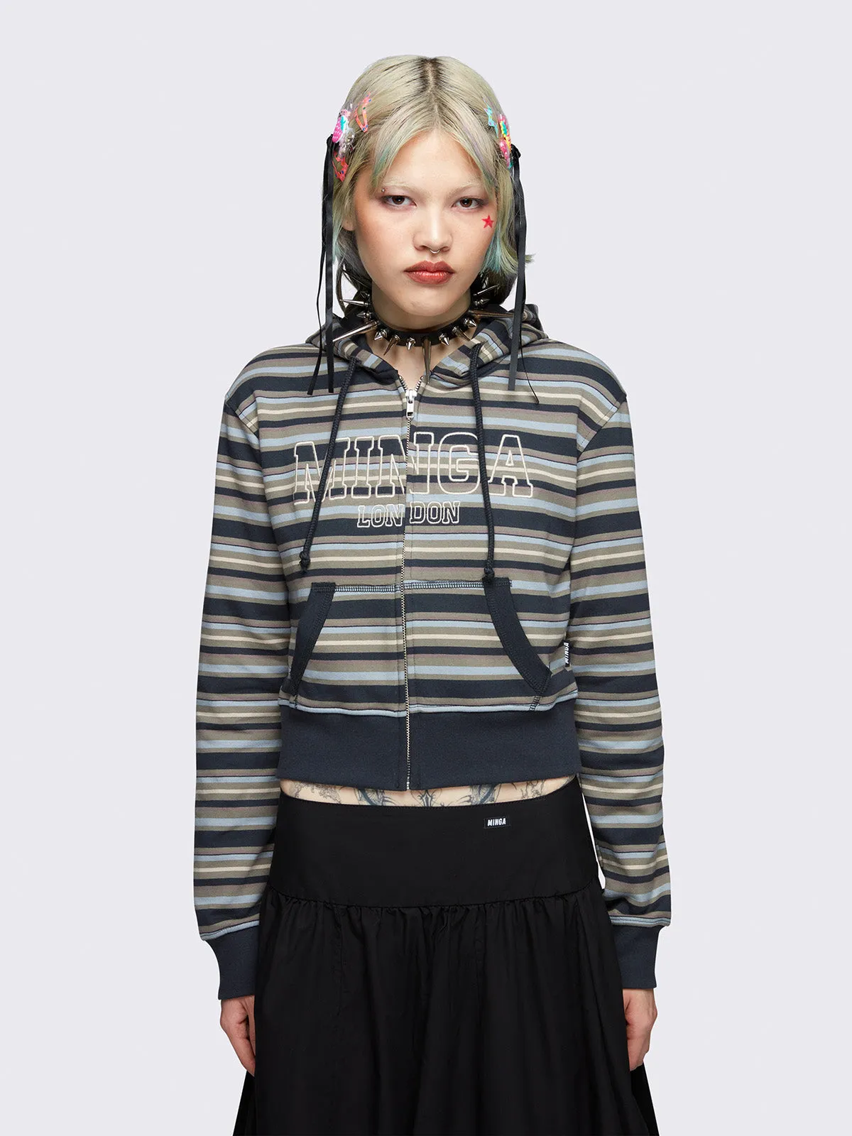 Deba Striped Zip Up Hoodie