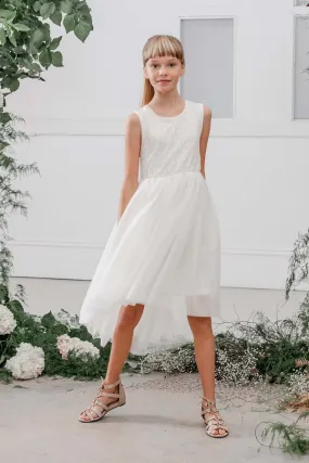 Delilah Lace First Communion or Flower Girl Dress - Ivory