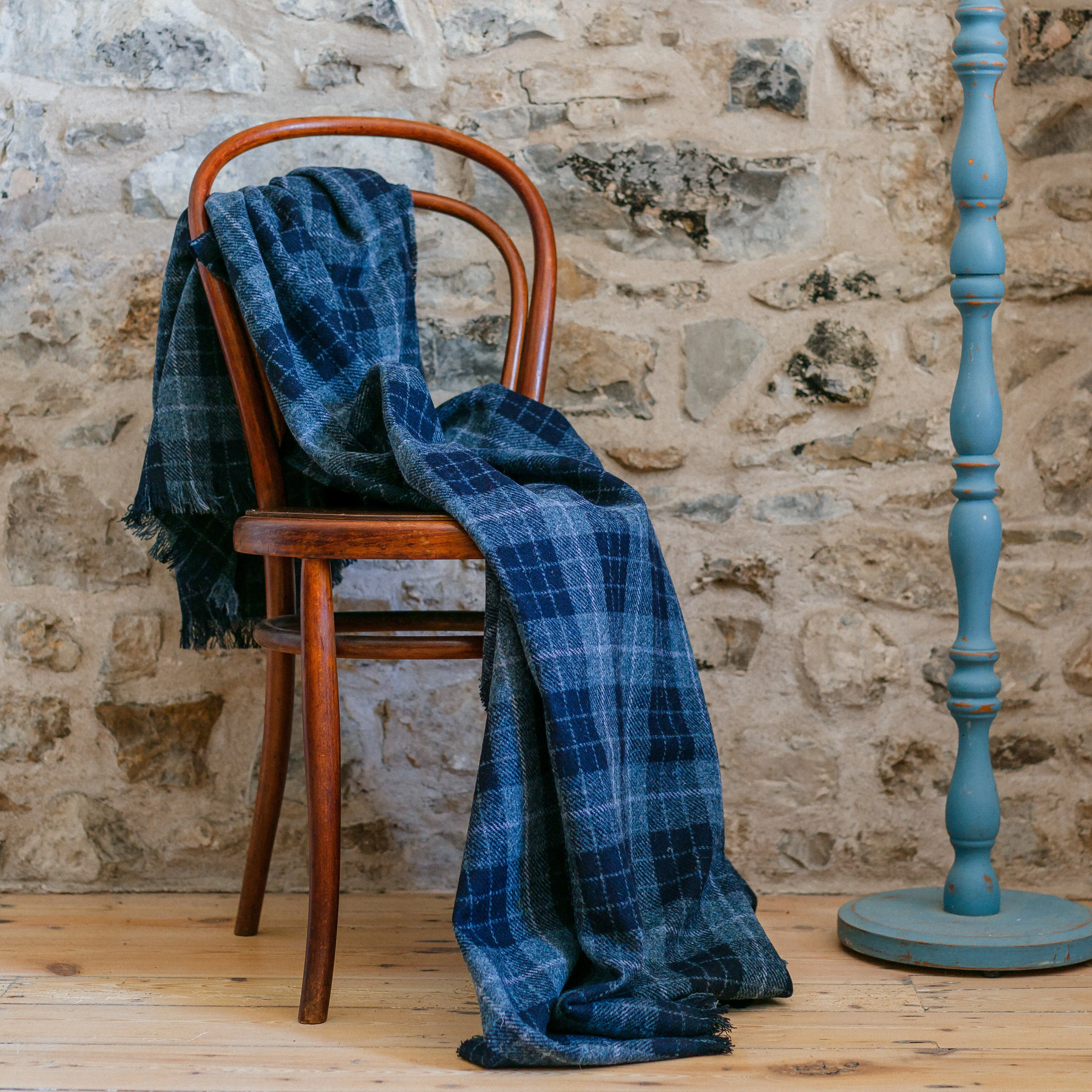 Denim MacLeod Tartan Wrap Blanket