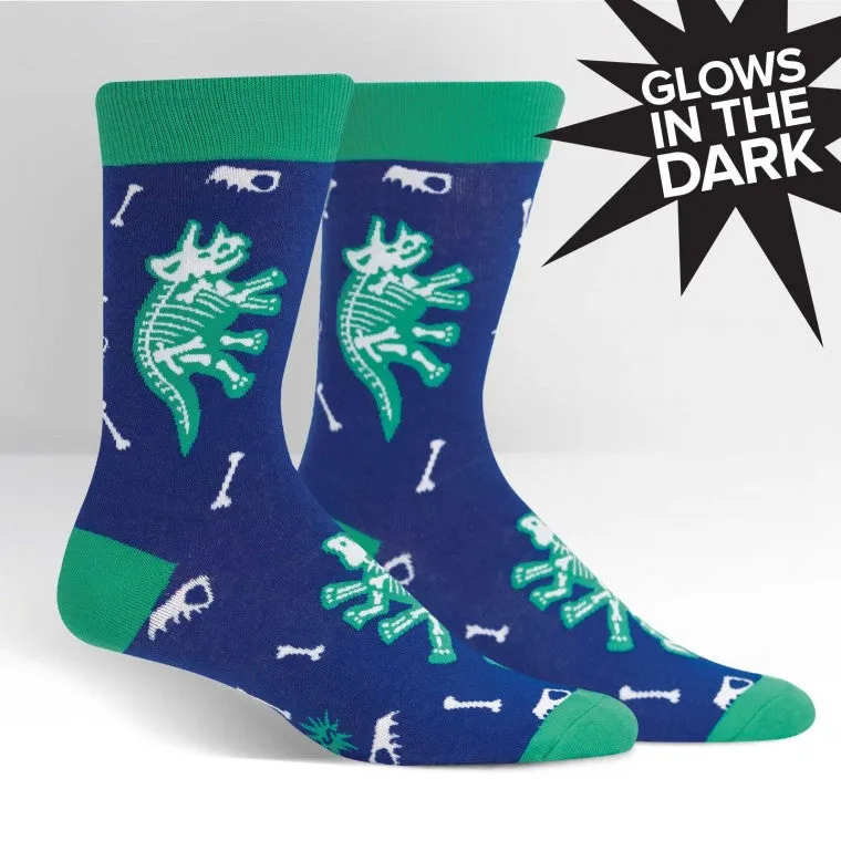 Dinosaur Bones Men's Crew Socks - Glow in the Dark