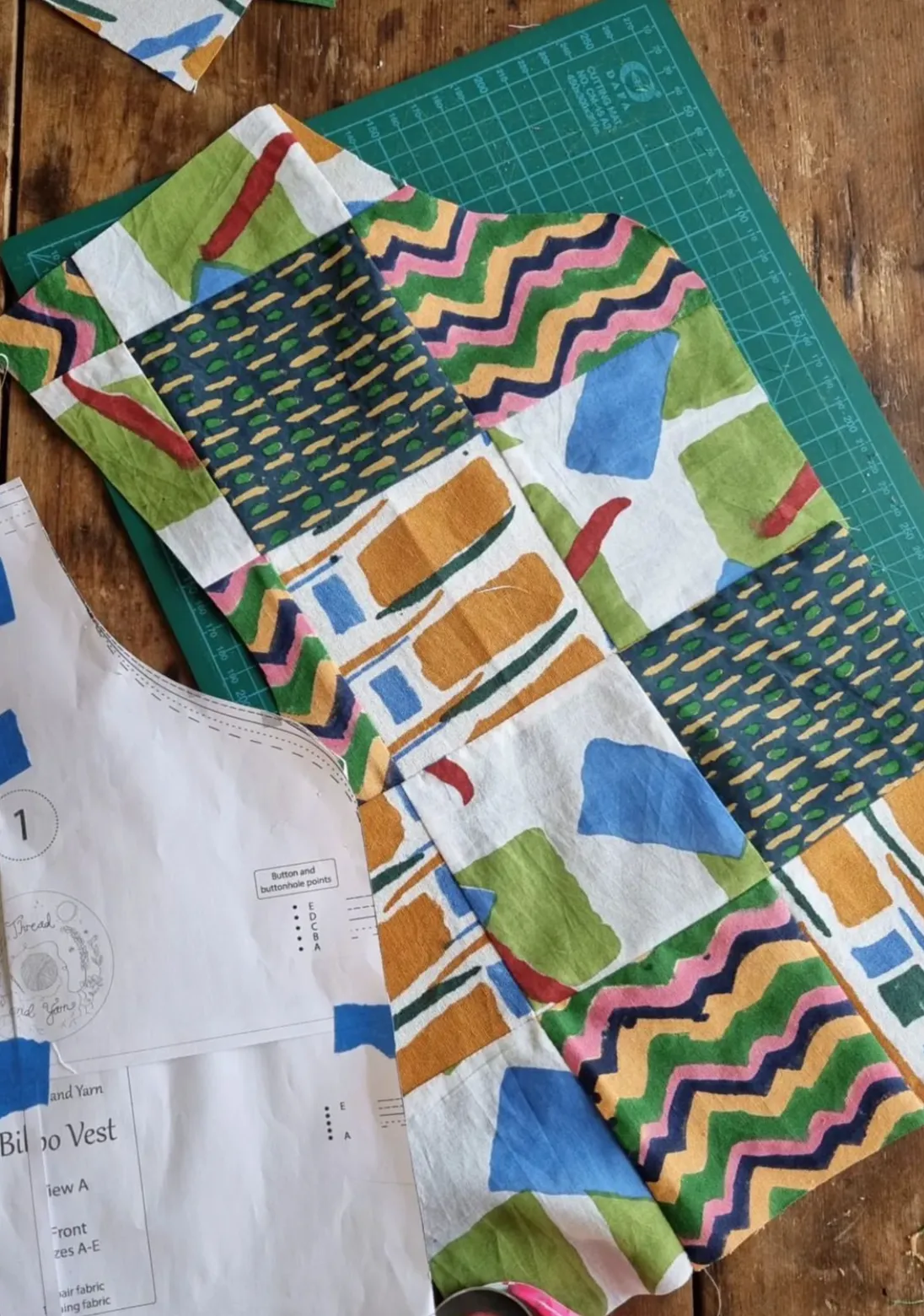 Dressmaking Fabric: Trees & Peas on Navy