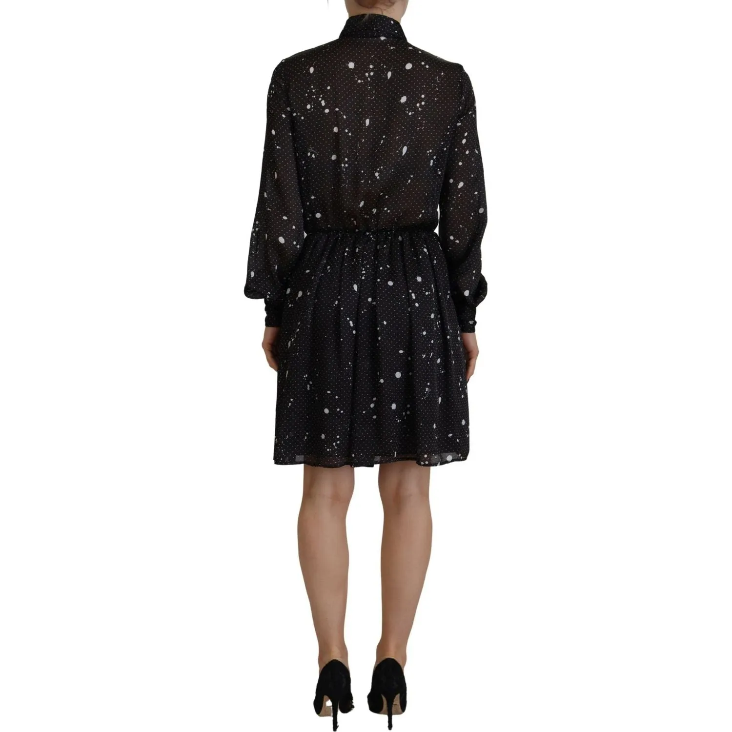 Dsquared² Black Polka Dot Long Sleeves Button Down Dress