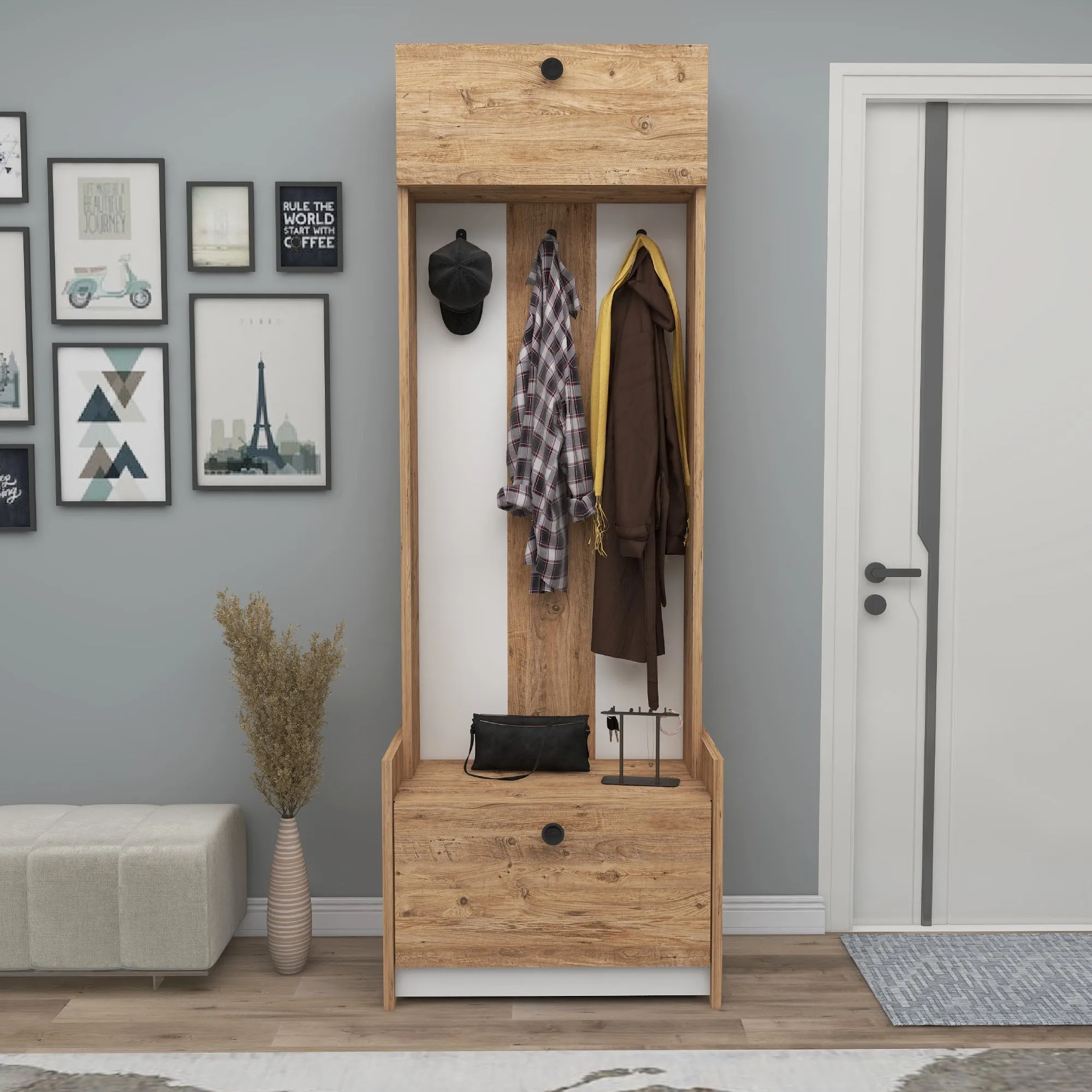 Edessa Hallway Coat Rack with Cabinet