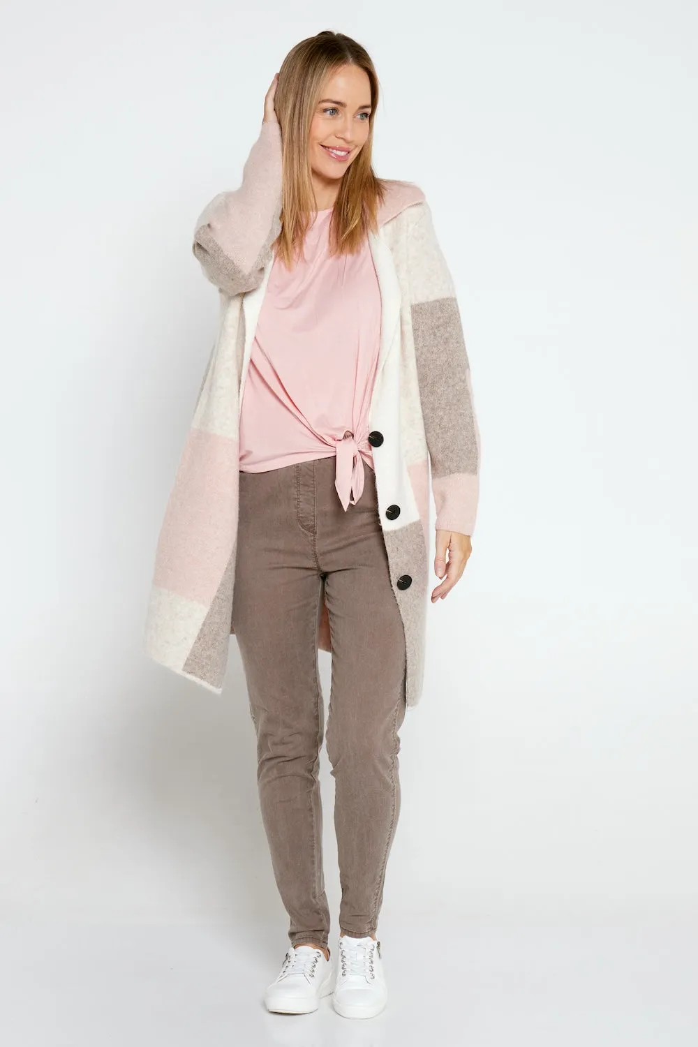 Elara Knit Jacket - Pink/Cream