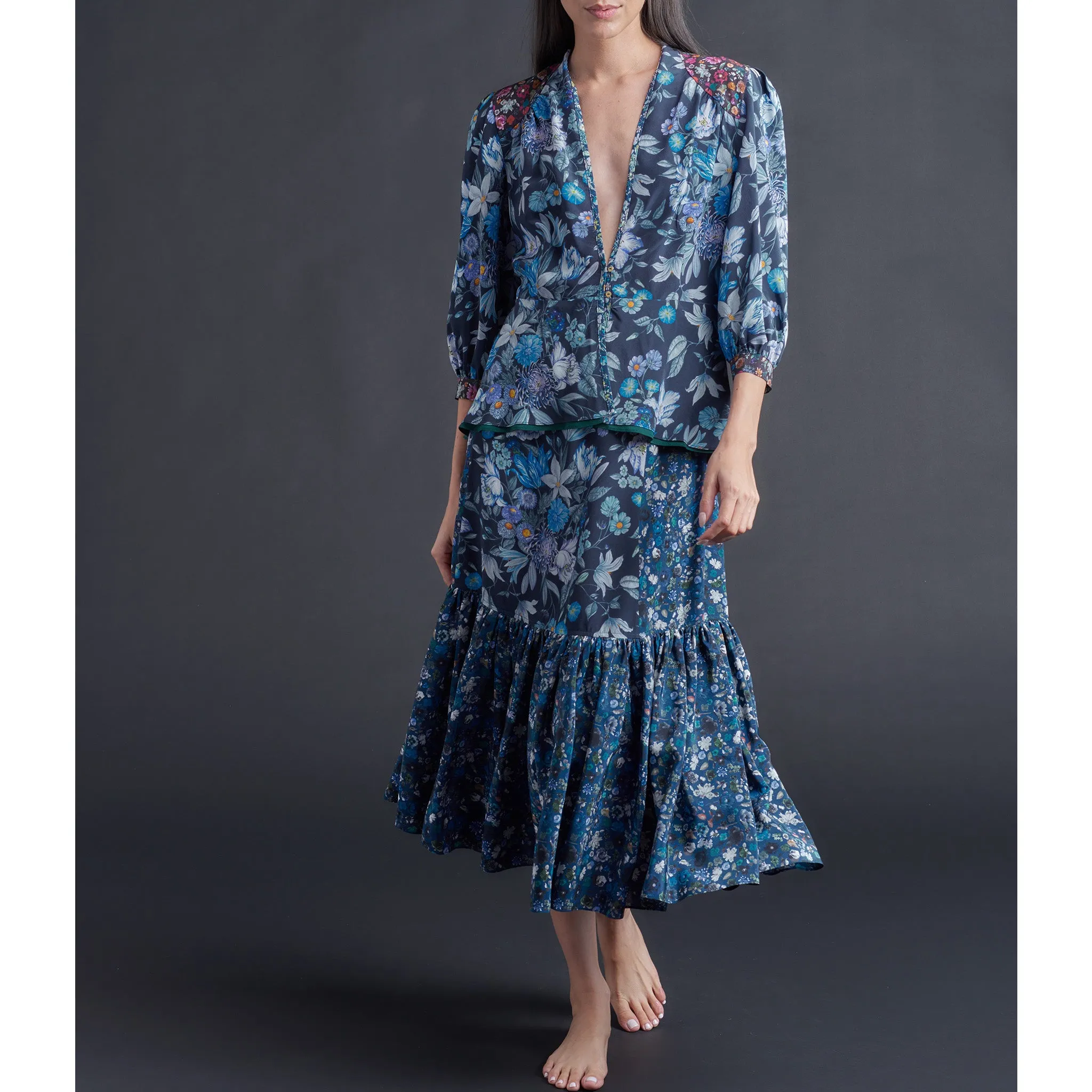 Elena Jacket in Liberty Print Stately Bouquet Silk Crepe de Chine