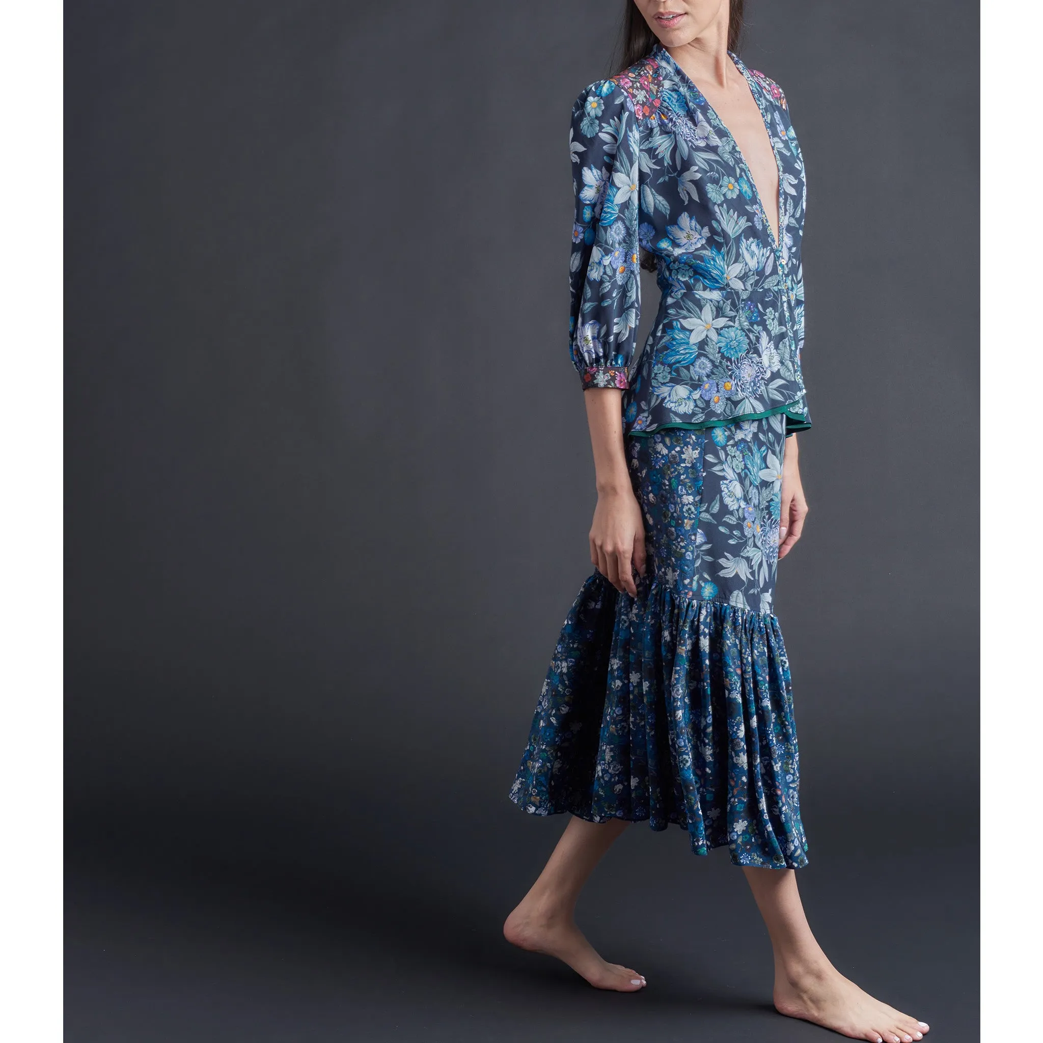 Elena Jacket in Liberty Print Stately Bouquet Silk Crepe de Chine