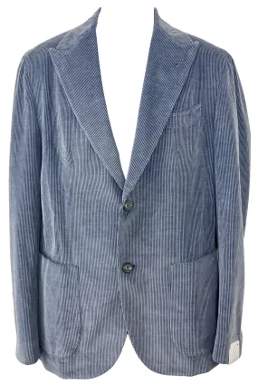 Eleventy Single Breasted Corduroy Suit in Pale Blue