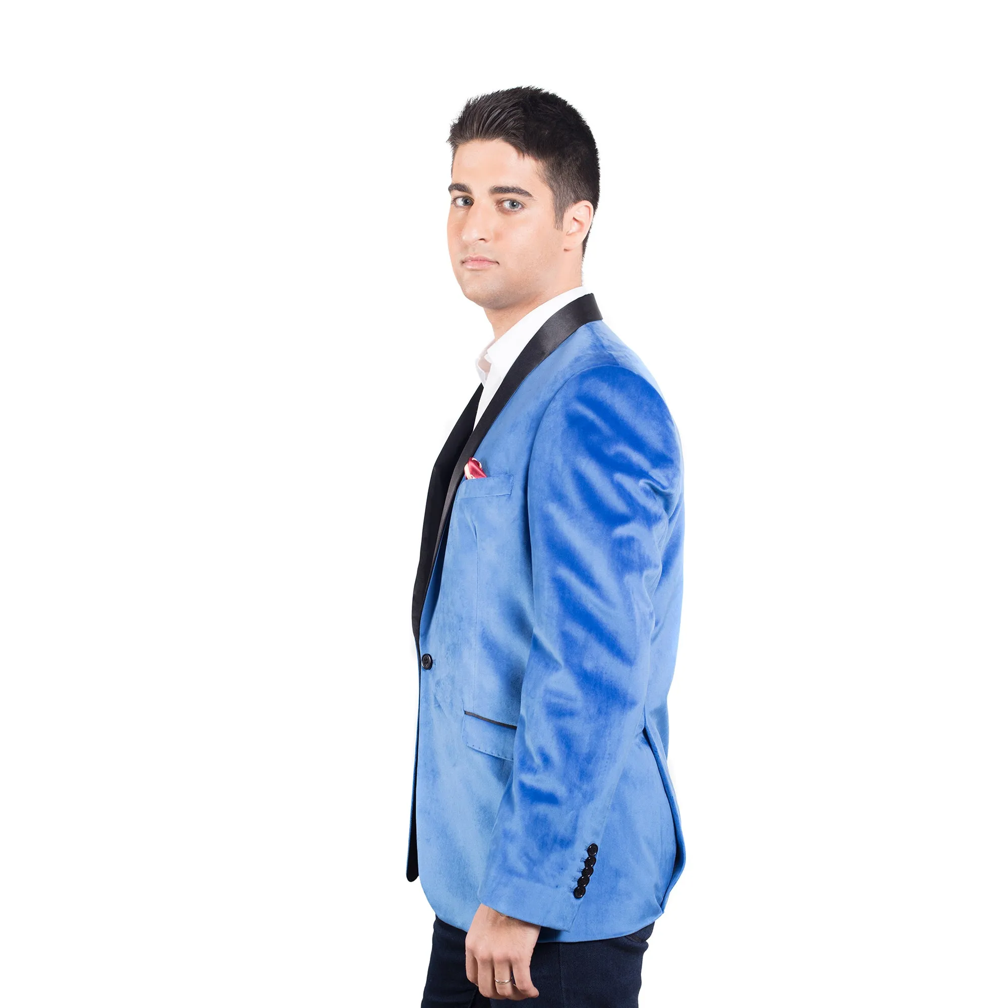 ELIE BALLEH Aqua Shawl Collar Velvet mens blazer jacket