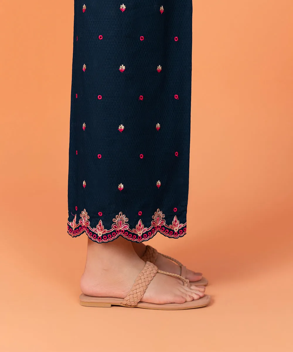 Embroidered Dobby Pants