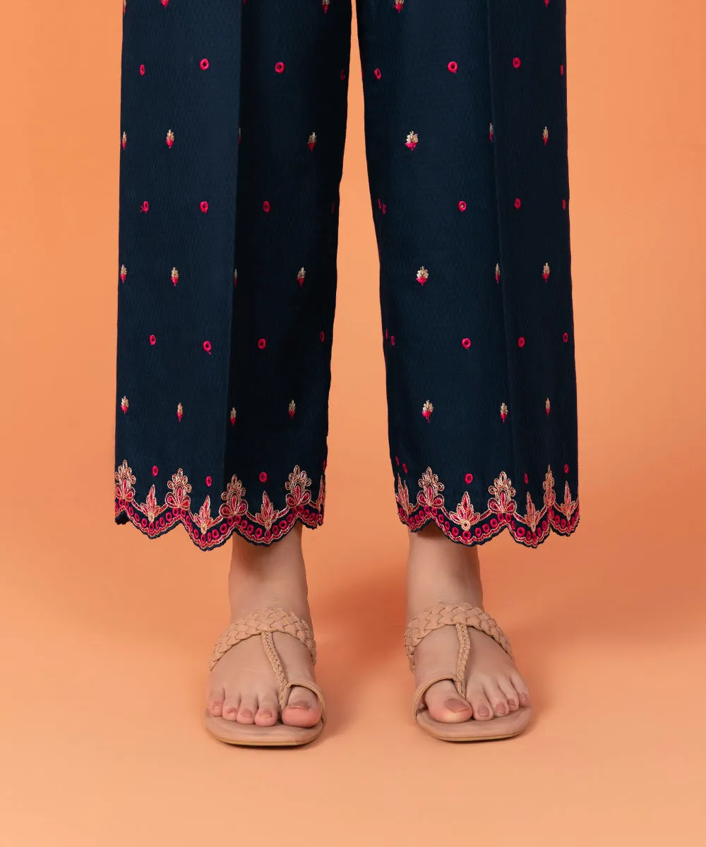 Embroidered Dobby Pants