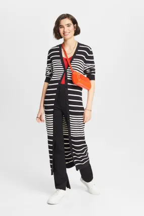 Esprit Long Striped Cotton Cardigan/Dress | Black Stripe