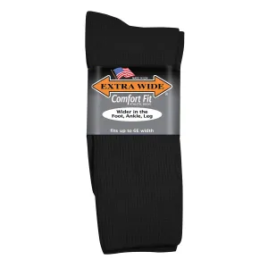 Extra Wide Comfort Fit Athletic Cotton Crew Socks