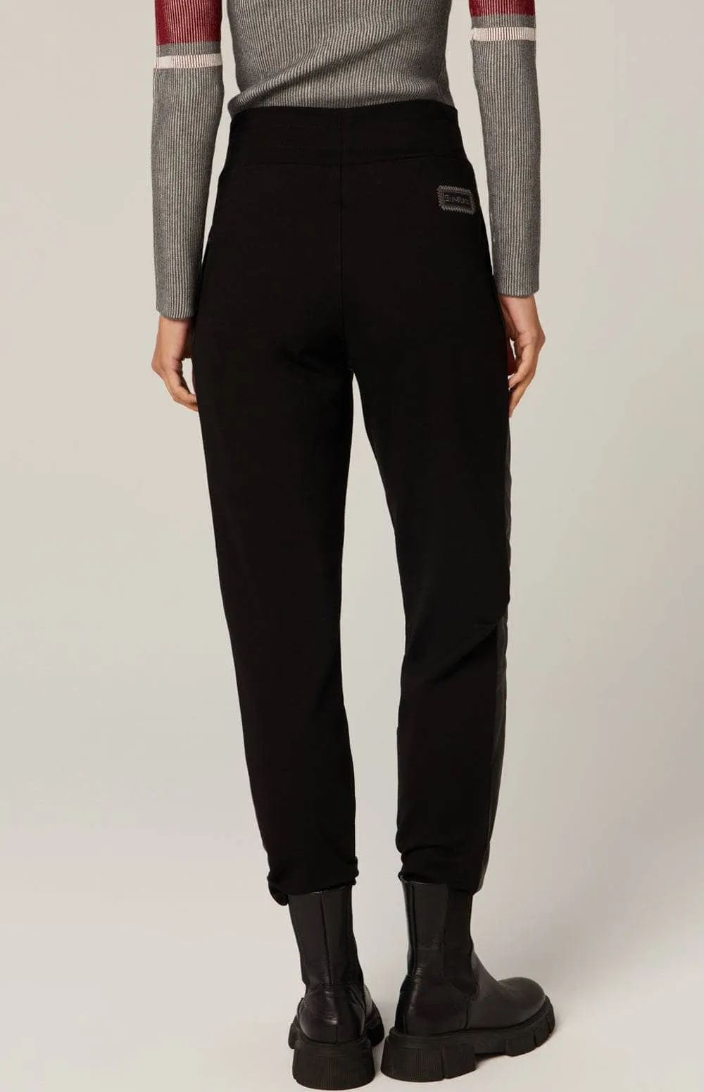 Finley Quilted Jogger Pant | Black Faux Leather