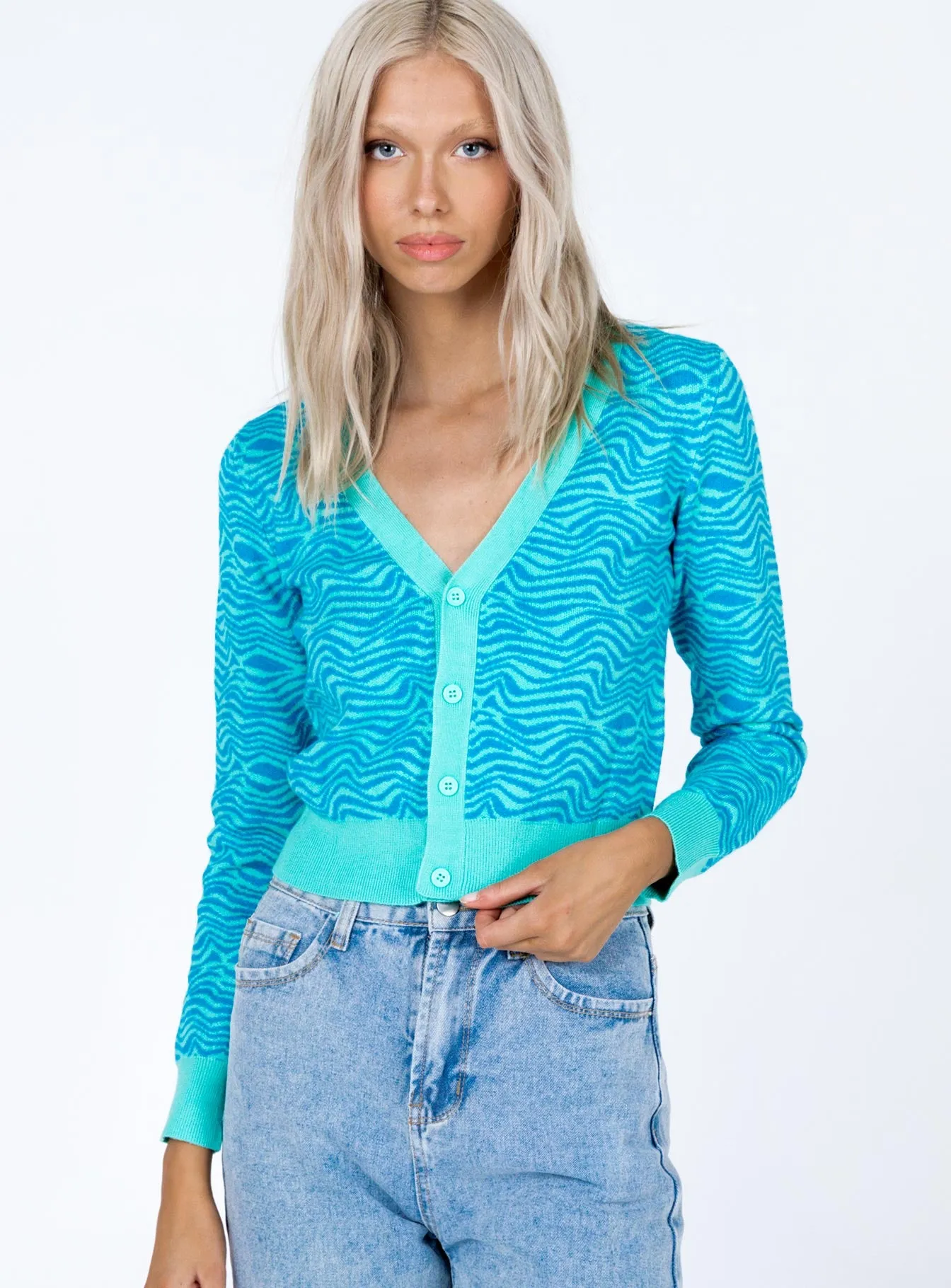 Franc Cropped Cardigan Blue