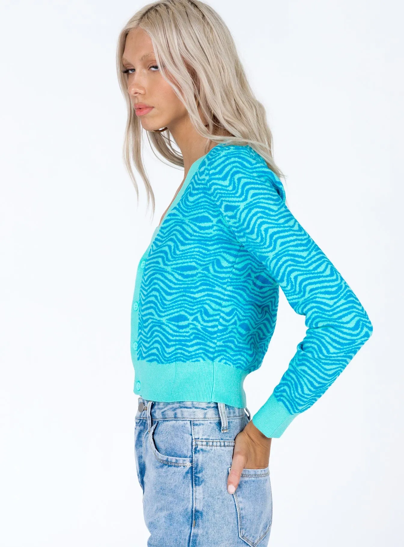 Franc Cropped Cardigan Blue