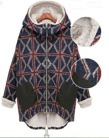 Geometric Patterns Hooded Coat