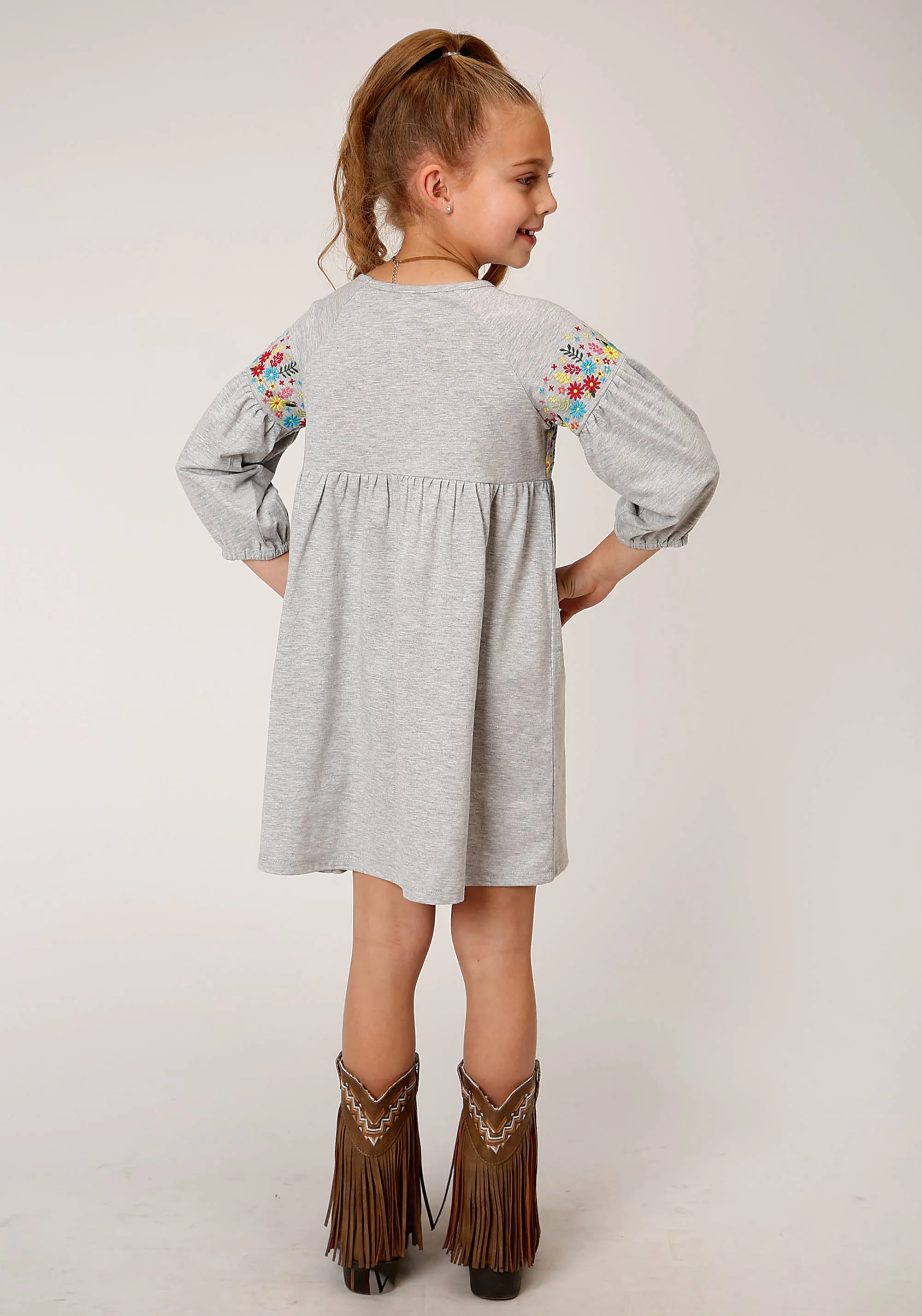 GIRLS COTTON MILLANGE DRESS