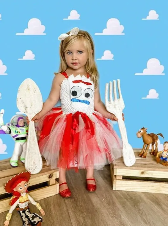 Girls Toy Story Inspired Forky Tutu Costume Dress