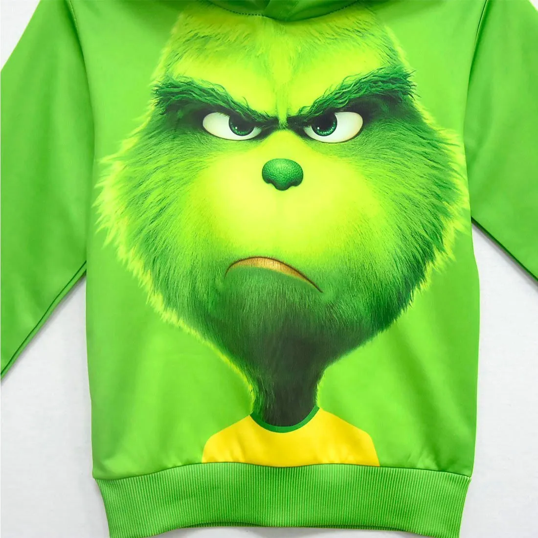 Green Monster Grinch Kids Boys Mask Hooded Sweatshirt Set