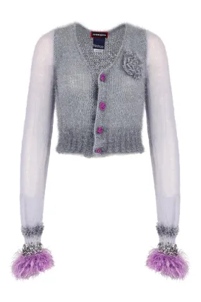 Grey Handmade Cashmere Knit Cardigan