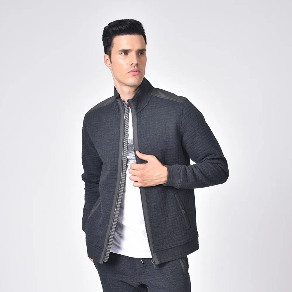 Grey Melange Quilted Jacket Activewear