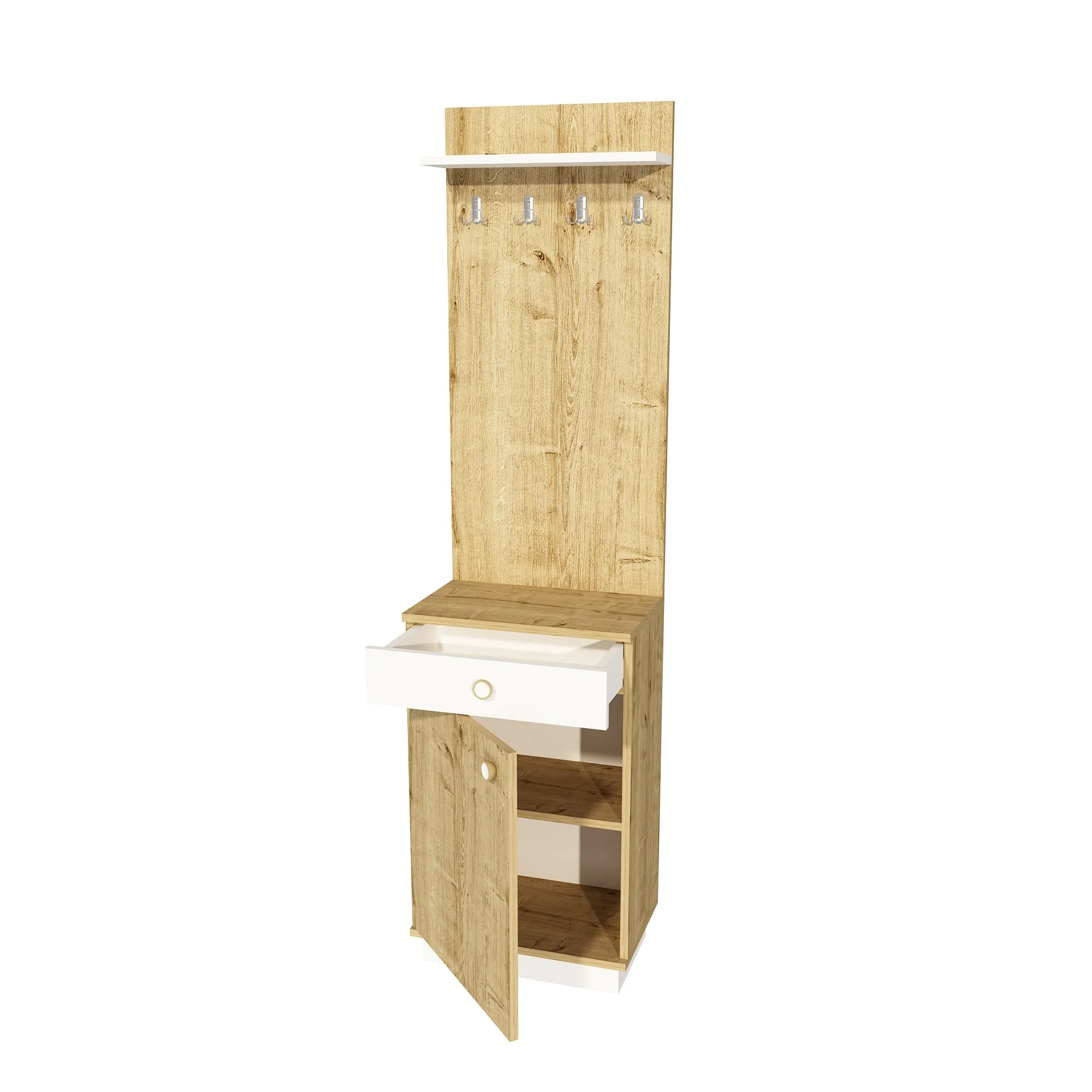 Hallway Coat Rack with Cabinet Summer