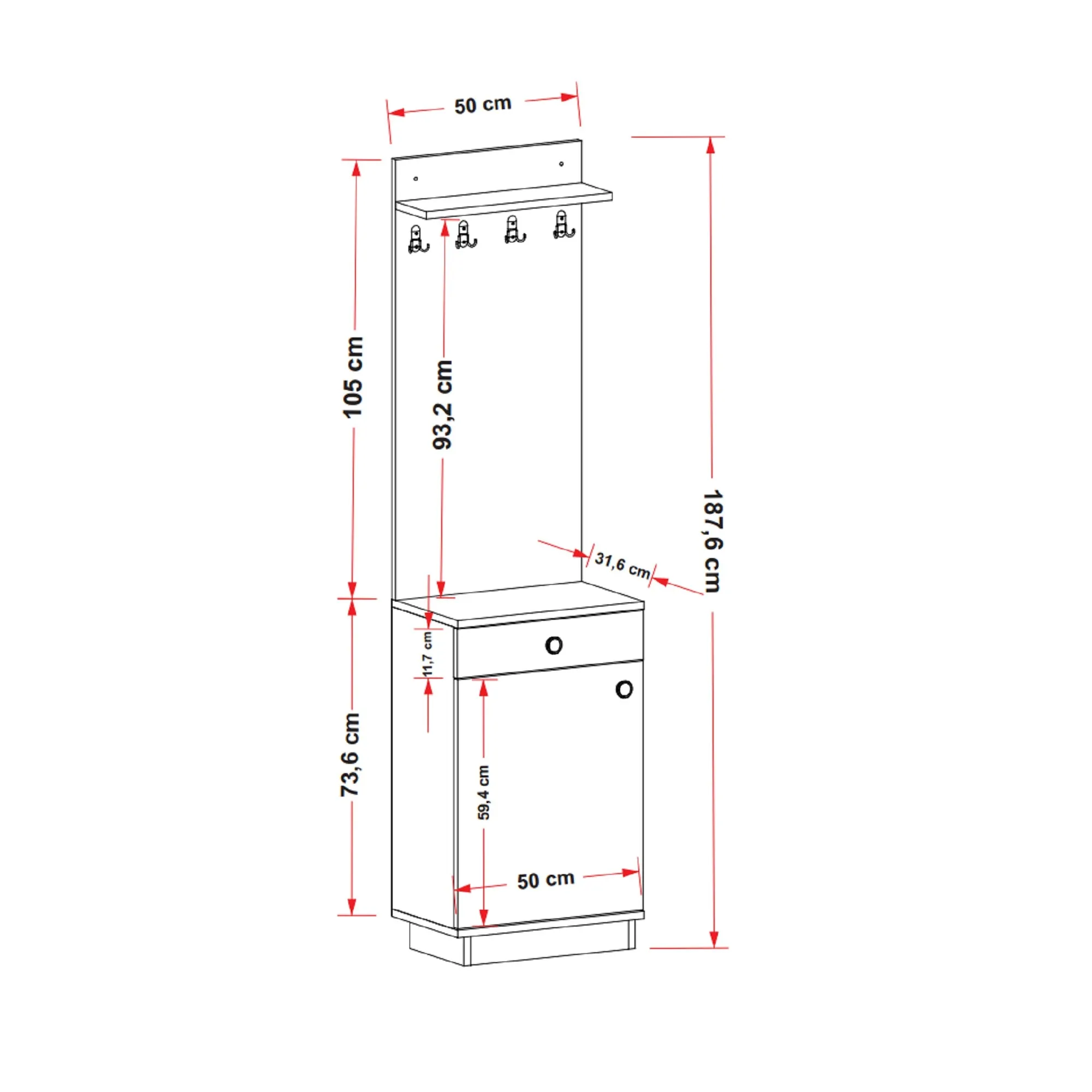 Hallway Coat Rack with Cabinet Summer