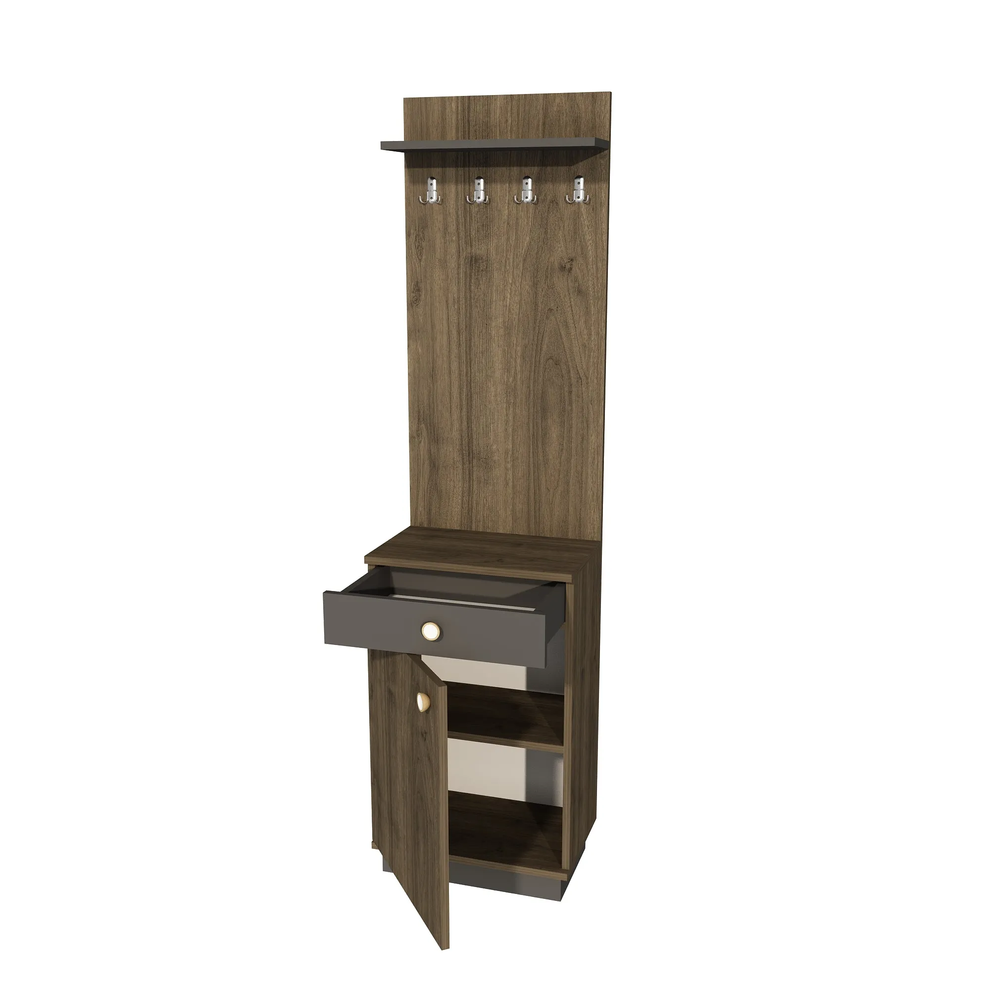 Hallway Coat Rack with Cabinet Summer