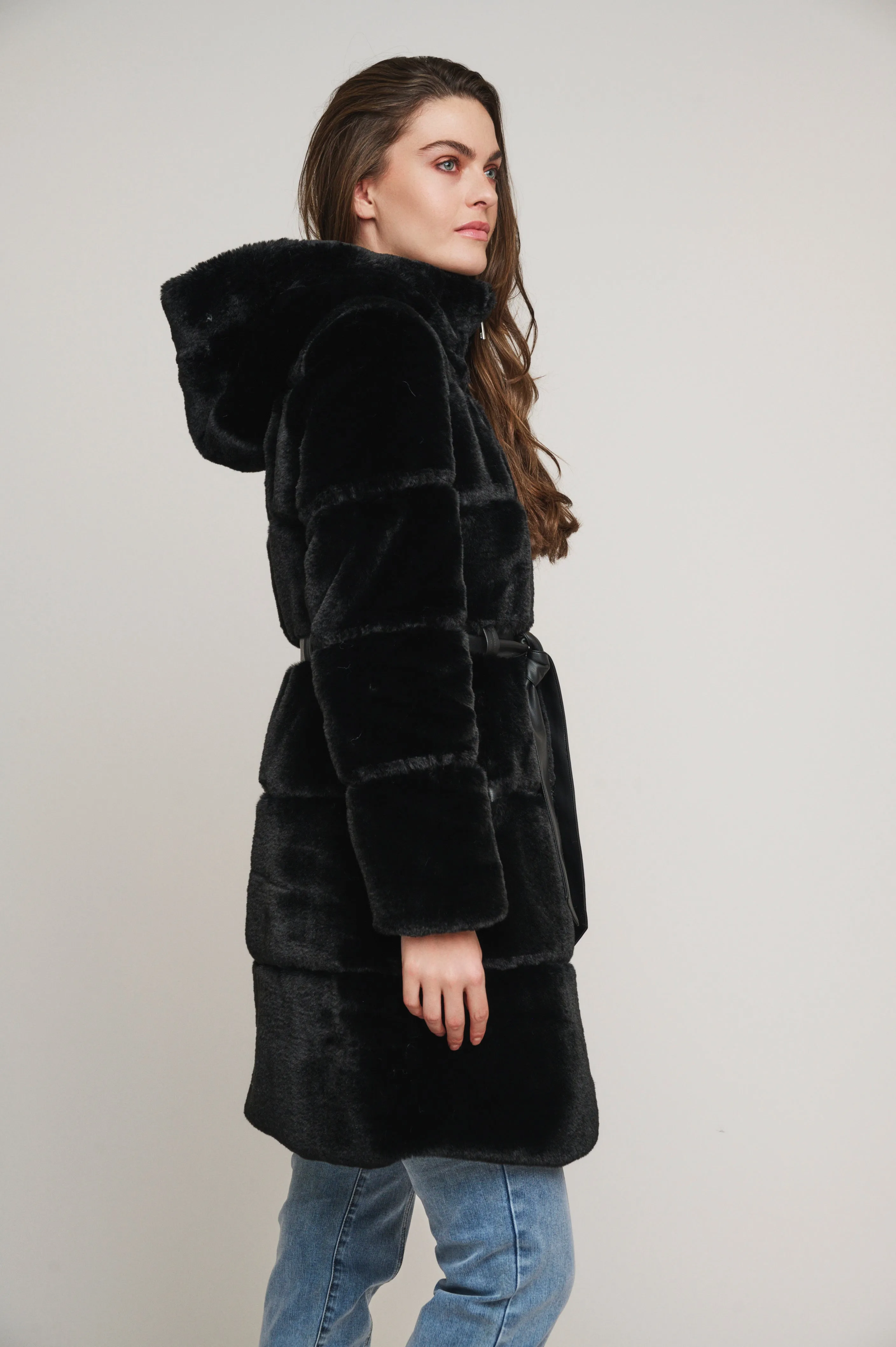 Harvard Faux Fur Coat - Black