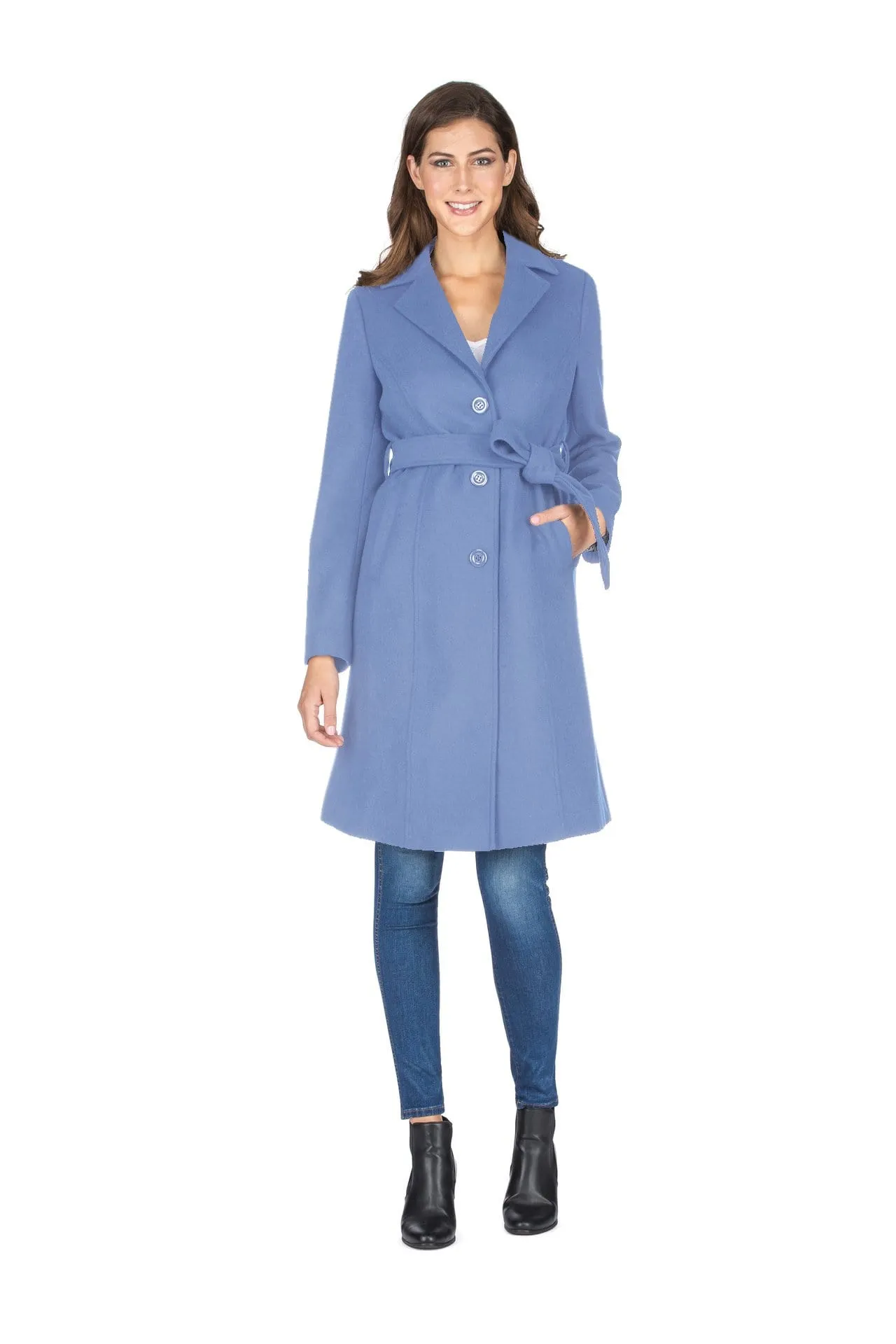 Haute Edition Women's 3/4 Length Belted Robe Pea Coat