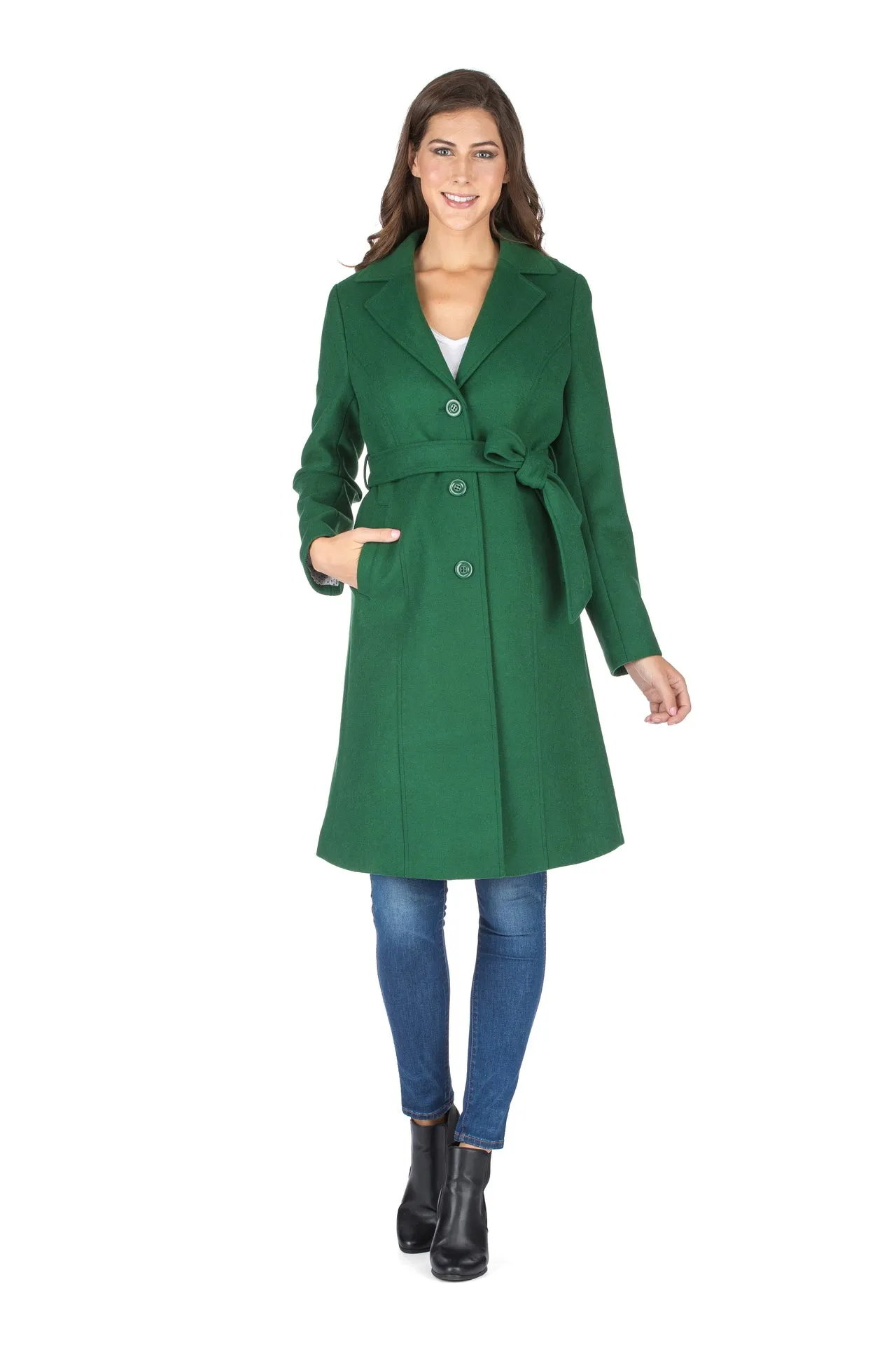 Haute Edition Women's 3/4 Length Belted Robe Pea Coat