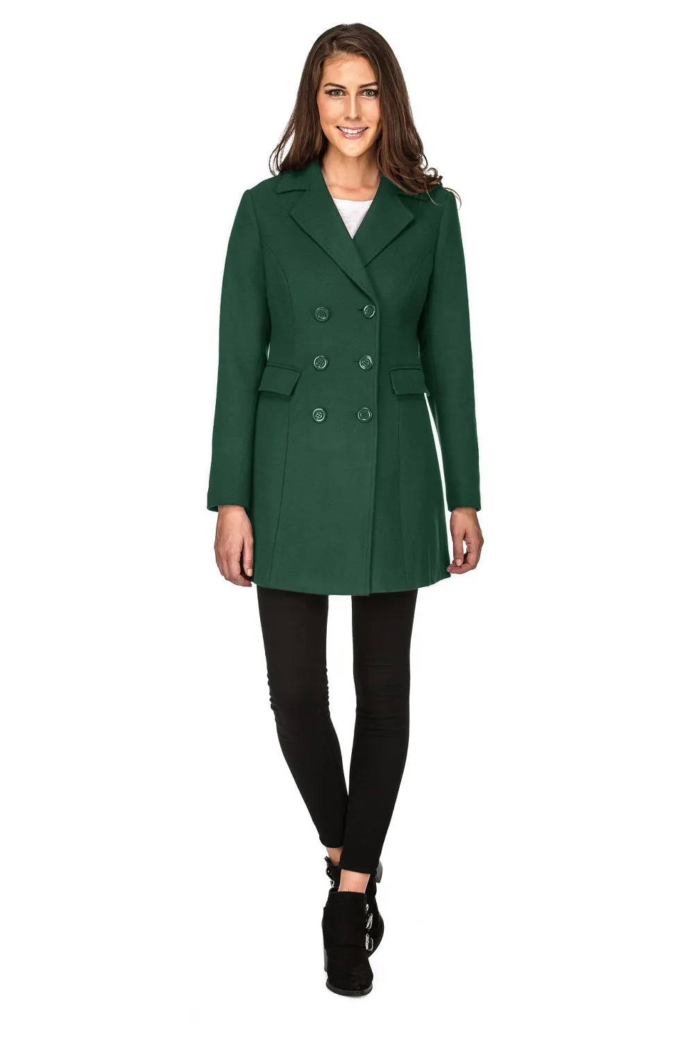 Haute Edition Women's Double Breasted Wool Blend Peacoat