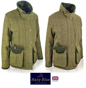 Hazy Blue Womens Quilted Derby Tweed Shooting Jacket