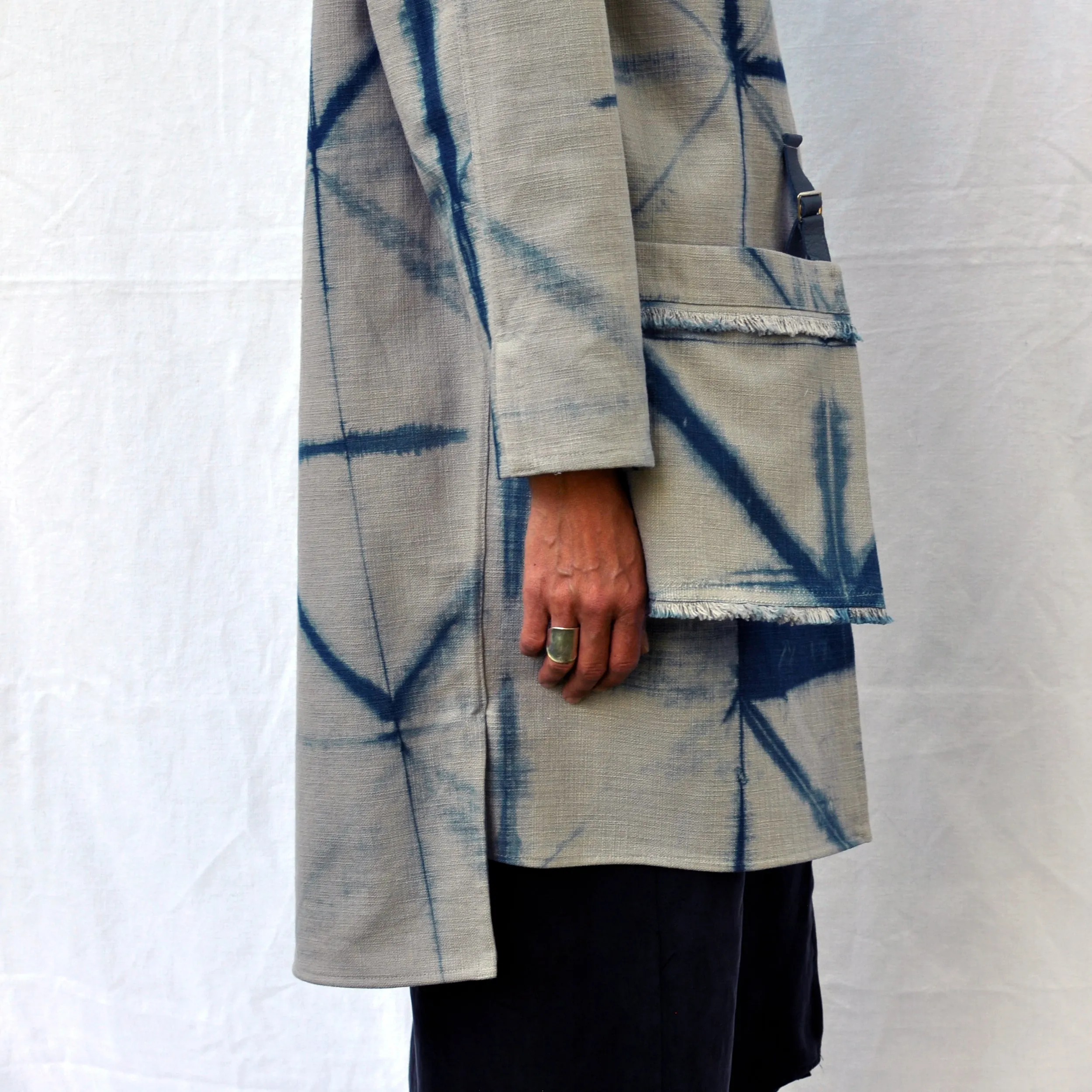 Itajime Linen Jacket With External Pocket