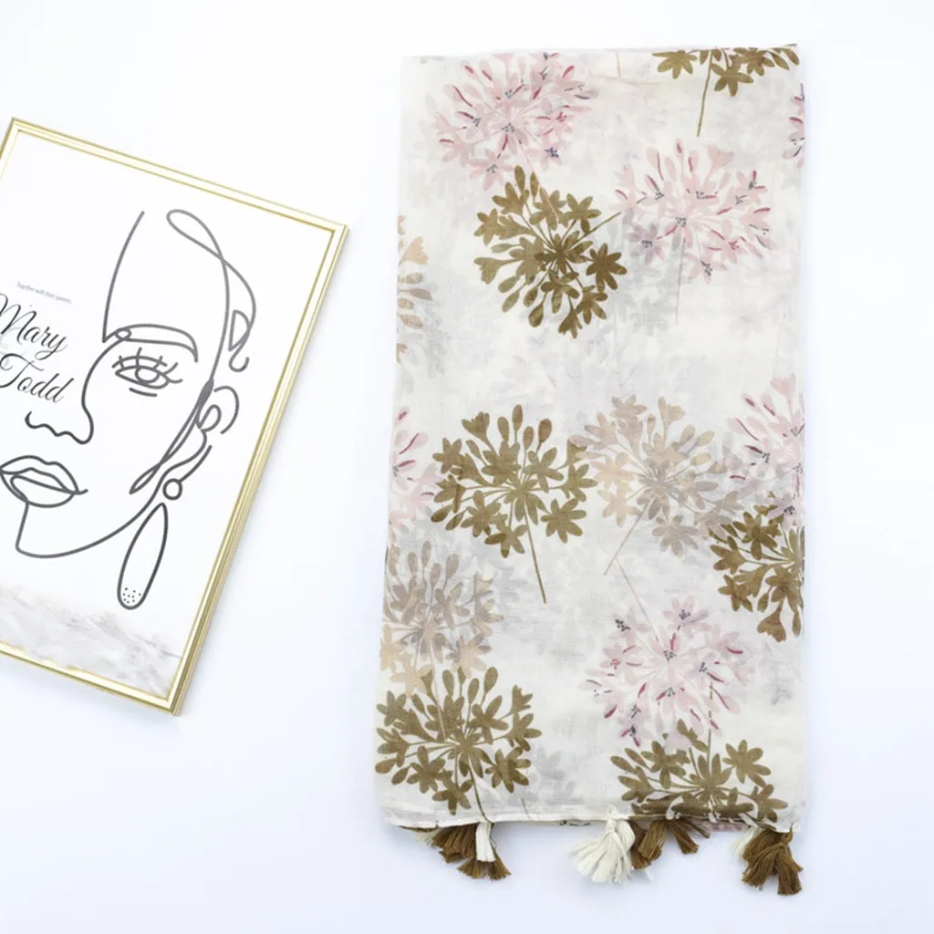 JY230207 Tufted flower printed scarf