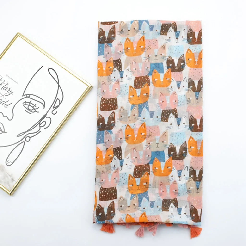 JY230224 Kitten printed scarf