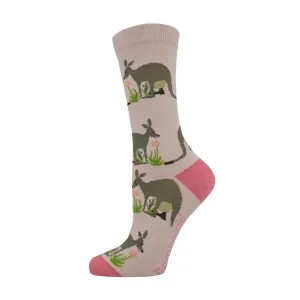 Kangaroo and  her Joey Women's Bamboo Crew Socks