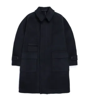 Kaptain Sunshine Melton Double Cloth Wool Traveller Coat: Navy