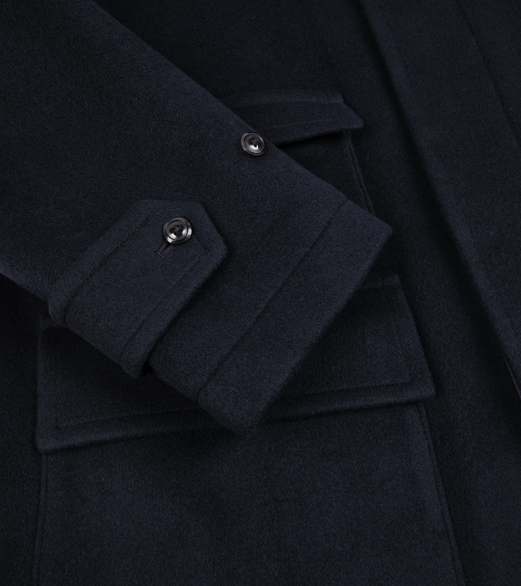 Kaptain Sunshine Melton Double Cloth Wool Traveller Coat: Navy